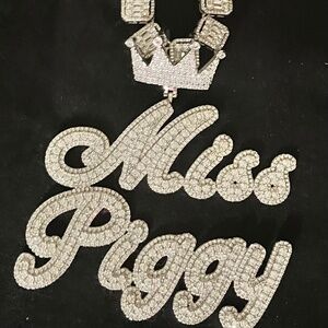 Custom Miss Piggy 22 INCH BAGUETTE CHAIN